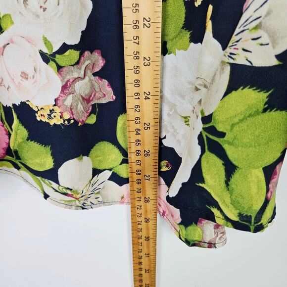 Cato Women’s XLP Floral Button Up Blouse Asymmetrical Hem Long Sleeve Career Top - Picture 12 of 13